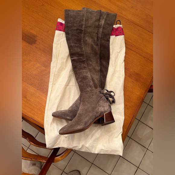 Tory Burch - Tan Suede Over-The-Knee Ankle-Tie Boot (Gigi) - Picture 3 of 12